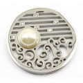 Silver Coin Plate avec Pearl Fit 33mm Lockets